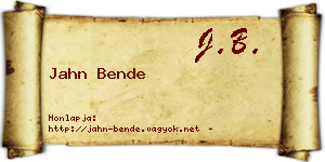 Jahn Bende névjegykártya
